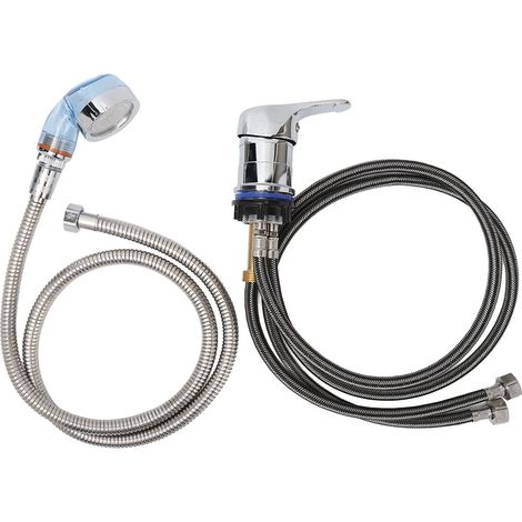 Kit de douchette pour shampoing, bac à shampoing, robinet à poignée tournante de 100 cm, tuyau de 120 cm, douchette bleue de taille moyenne, accessoires de spa (1/5)