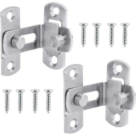 Angle Droit Serrure de Porte 2 Pièces Porte De Grange Serrure Verrou de pliage 90 Degrés En Acier Inoxydable Loquet Coulissante Minuscule Boulon de Porte avec Vis,pour Portes et Fenêtres (1/5)