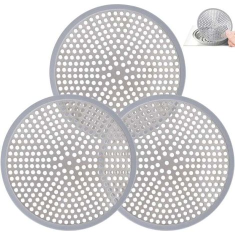 Lot de 3 filtres de vidange en acier inoxydable pour baignoire, cuisine, salle de bain, douche (gris) (1/4)