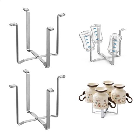 Bouteille, Gourde en acier inoxydable, Lot de 2 petits récipients pliables pour 8 verres et tasses, pour la cuisine et le salon (1/5)