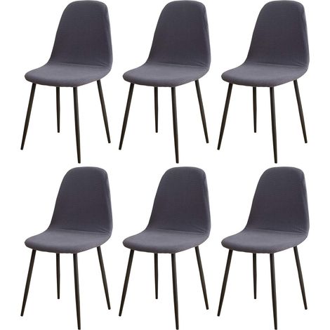 Set of 6 modern and retro jacquard dining chair covers with high back for kitchen, living room, dining room, bar, cafe (grey blue) (1/5)
