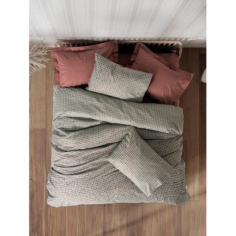 Parure de lit - 1 housse de couette 220 x 240 cm + 2 taies d'oreiller 60 x 60 cm - 100 % coton renforcé - Rouge