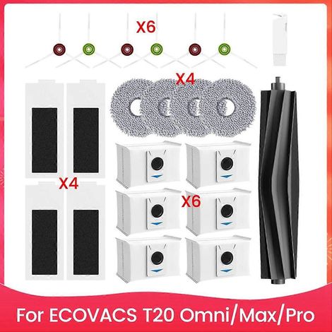 Zubehör für die ECOVACS T20 Omni/Max/Pro Serie: Hauptbürste, HEPA-Filter, Ersatzreinigungstuch. (1/5)
