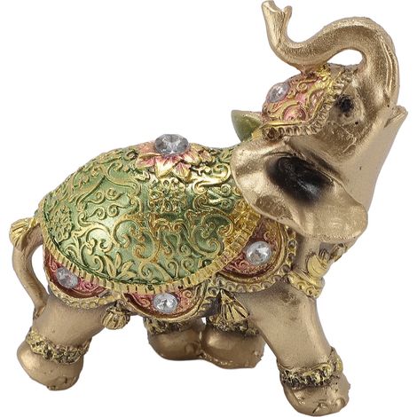 Figurine éléphant riche chance feng shui déco maison cadeau emménagement meuble TV entrée résine verte (1/5)