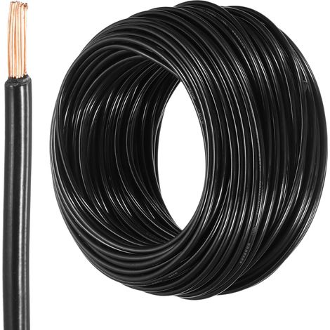 75 Pieds Fil Electrique Isolé Multibrin Cuivre 14 AWG Câble De Connexion THHN Fil Résidentiel, Industriel, Mise À La Terre, Classé Pour 600 Volts, Noir (1/5)