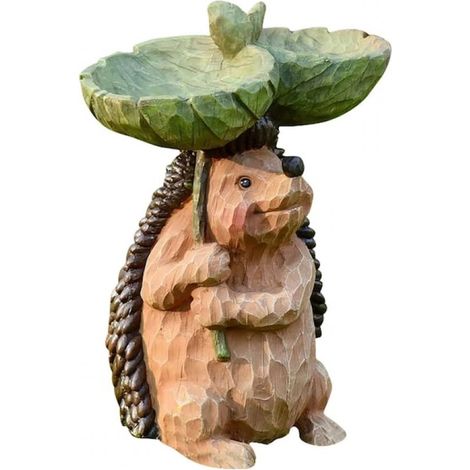 Fontaine en résine avec oiseaux, ensemble, design rustique, 20 x 14 x 14 cm, marron
