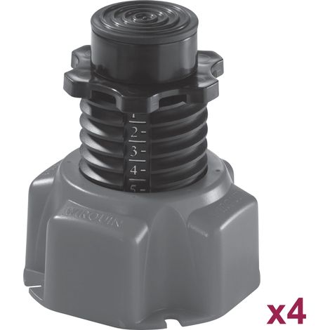 Wirquin – Lot de 4 pieds réglables pour receveur de douche – Hauteur 88 à 172mm – Capacité de charge 450kg/pied – Fixation par vissage ou collage
