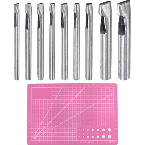 9pcs Cuir Ovale Trou Poinçon Inox Acier (1/5)