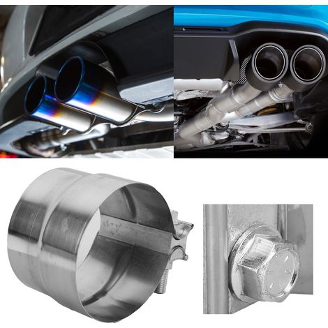 Système d'échappement automobile de 4 pouces avec colliers de serrage pour le raccordement des tuyaux d'échappement. (1/5)