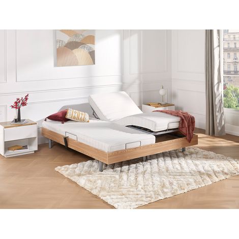 Lit électrique de relaxation tout plots + matelas latex - 2 x 90 x 200 cm - Chêne - CASSIOPEE III de YSMÉE