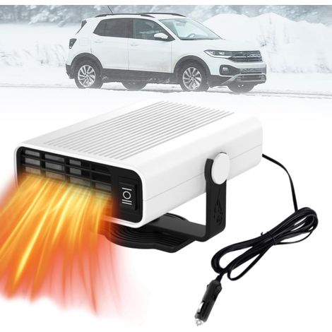 Autoheizung, 12V 120W Autoheizung, 360° drehbarer Entfroster und Entfeuchter für Pkw, SUV und Wohnmobile, 2-in-1 tragbar, schnelles Heizen, Enteisen und Kühlen (weiß)