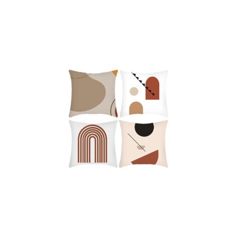 Fundas decorativas cuadradas de lino para cojines de sofá de 45x45 cm, estilo moderno, adecuadas para la decoración de interiores de salas de estar y dormitorios, juego de 4 piezas, arte abstracto, 18