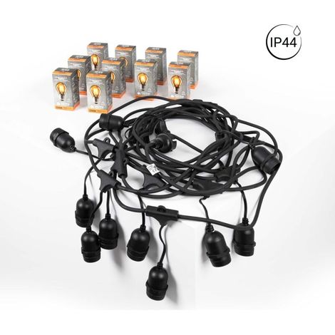 Kit guirlande lumineuse extérieure 11,5m + 10 ampoules LED - Blanc Froid