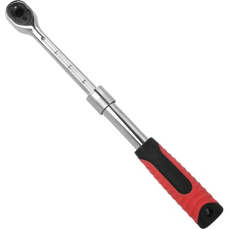 Cliquet Extensible 3/8" – Clé à Douille Télescopique 72 Dents à Détente Rapide – Poignée Ergonomique Rouge/Noir – Longueur Réglable 25-35 cm – Outil Mécanique Polyvalent (1/5)