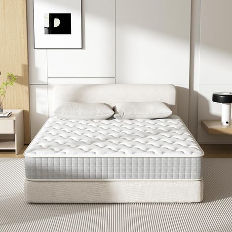 Ressorts Matelas 140x200cm Épaisseur 20 cm DEWINNER , Matelas à Ressorts Ensachés et à Mémoire de Forme, Dureté Moyenne, Matelas 7 Zones, Soutien Parfait, Respirant (1/5)