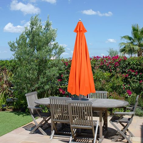 UV-beständiges und wasserdichtes Sonnenschirmdach, geeignet für Gärten und Strände, 200 cm, orange, 6 Streben. (1/4)
