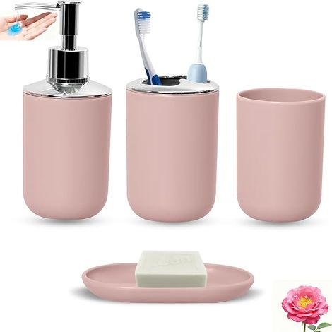 Zahnbürstenhalter-Set aus Kunststoff fürs Badezimmer – Geschenkidee für Zuhause, Rosa (1/4)