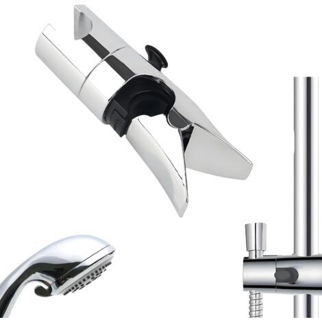 Support de pommeau de douche, sans perçage, pour barres de douche de 18 à 25 mm de diamètre extérieur, réglable à 360 °, argenté (1/5)