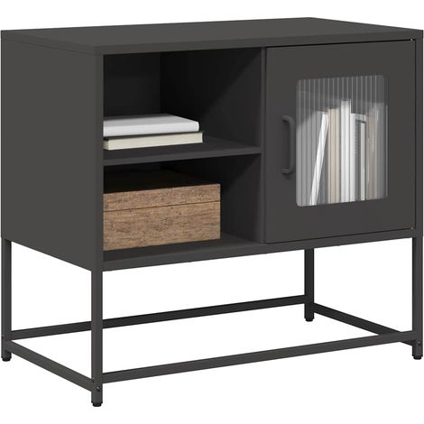 Mueble para TV de acero negro 68x39x60,5 cm