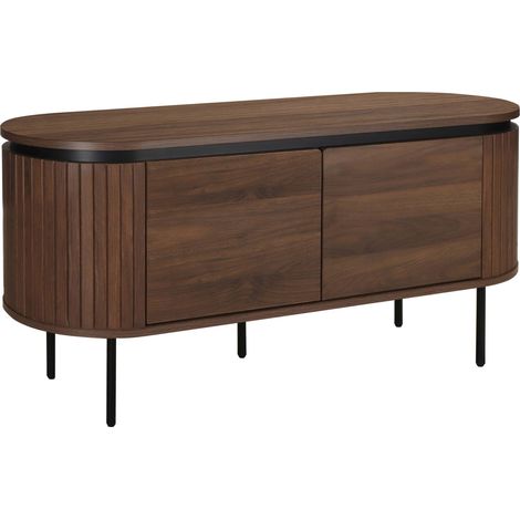 Meuble TV rectangulaire 2 portes L120 cm effet bois foncé (1/5)