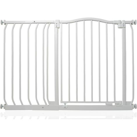 Bettacare Curved Top Dog Gate, 107cm - 116cm, Matt White, Pressure Fit Pet Gate for Dog and Puppy, Pet and Dog Barrier