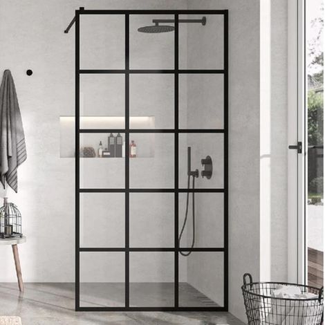 Paroi de douche fixe FRESH INDUSTRIAL finition NOIR MAT 100 cm