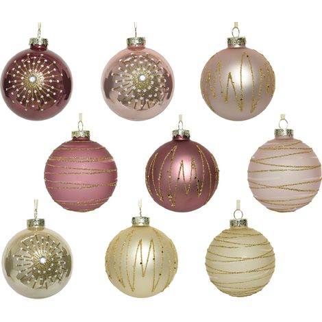 Palline di Natale assortite diverse sfumature di rosa Ø8 cm