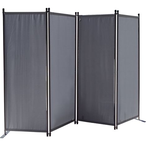 Paravent 4 Teilig 165 x 220 cm Stoff Raumteiler Trennwand Balkon Sichtschutz Stellwand Faltbar Grau