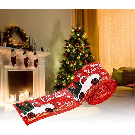 Cinta Decorativa Navidad - 500 Cm - Con Borde De Alambre - Para Árbol De Navidad Y Manualidades - 1 Unidad (1/5)