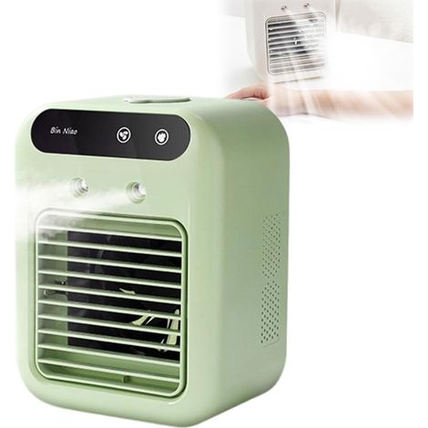 Climatiseur Mobile Portable USB Silencieux, Mini Ventilateur Refroidisseur d'Air Vert pour Chambre Bureau Camping (1/5)