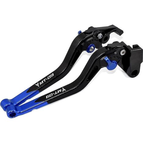 Accessoires pour Yamaha MT-09 2015-2020 : leviers de frein et d'embrayage longs en alliage d'aluminium usiné CNC (gris) - Bleu