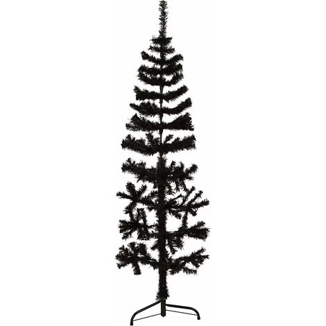 Künstlicher Halb-Weihnachtsbaum Ständer Schlank Schwarz 150 cm