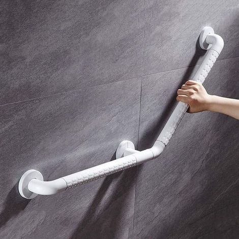 39 x 39 cm 135° Maniglione di supporto per doccia e vasca da bagno, in acciaio inox, PVC, barra di supporto per disabili e anziani, WC (1/4)