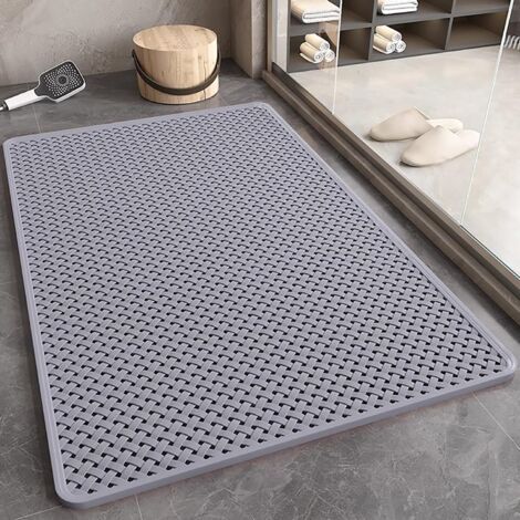 Tapis de bain antidérapant, tapis de bain antidérapant avec ventouse et trous d'évacuation pour douche 40 x 100 cm (gris) (1/5)
