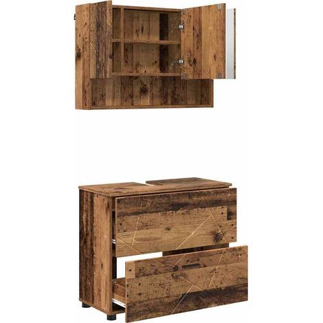 Maison Exclusive - Badezimmermöbel-Set 2 stk. Altholz 76,5 x 35 x (1/5)