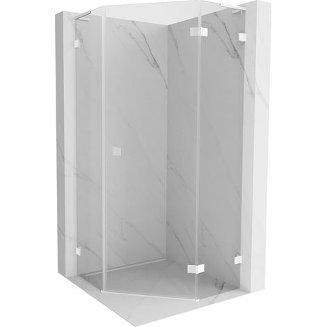 Mexen Lunar L cabine de douche pentagonale battante droite 90 x 90 cm, transparent, blanc - 831L-090P-090L-20-00-P (1/5)