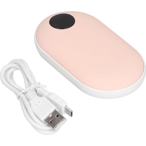 Chauffe-mains USB portable rose - 3 niveaux de chaleur, batterie de secours double face (1/5)
