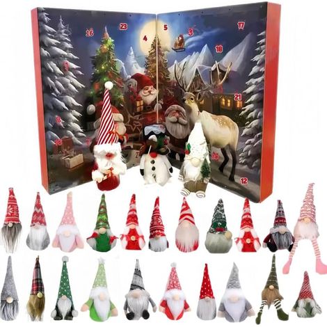 Calendrier de l’Avent 2025 pour Enfants - 24 Cadeaux Gnomes de Noël (Peluche,Figurines,Décompte) Boîte Mystère Décoration de Noël, Idée Cadeau (1/5)
