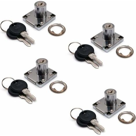 Lot de 4 serrures pour armoires et tiroirs avec 2 clés, cylindre de serrure pour meubles, serrure à came en alliage de zinc pour portes, armoires, tiroirs, boîtes aux lettres (22 mm)