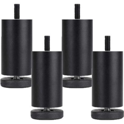 pieds de meubles réglables, pieds de meubles en alliage d'aluminium, pieds de meubles ronds en métal, pour table, canapé, lit, noir (10 cm) (1/4)