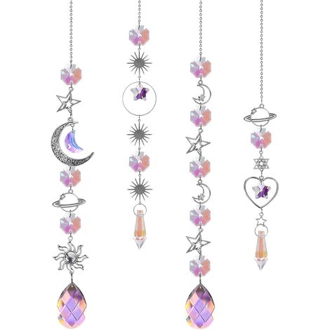Lot de 4 attrape-soleil en cristal pour décoration de fenêtre, jardin ou mariage. (1/5)