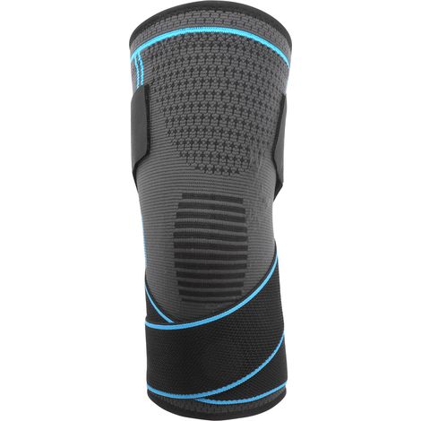 Genouillère double sport extérieur, bande de pression double, bleu, taille M, respirante et tricotée. (1/5)