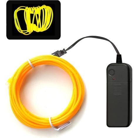 Bande Lumineuse Néon Jaune Portable 5 Mètres Alimentée par Piles Découpable et Personnalisable pour Décoration Halloween DIY (1/4)