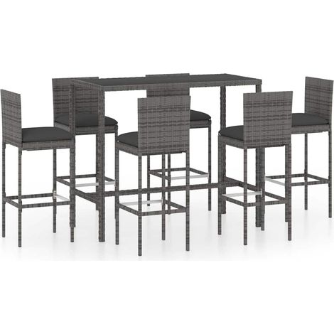 Maison Exclusive - Set muebles bar jardín 7 piezas y cojines ratá (1/5)