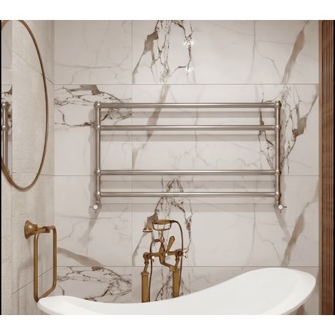 Sèche-serviettes eau chaude - WAME - 100 x 53 cm - Inox Brossé (1/2)