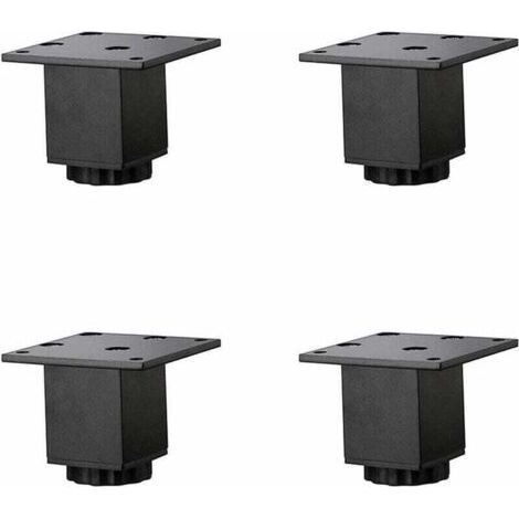 4 Pièces(5cm/2in) Pieds de Meubles en Alliage D'aluminium Réglables en Hauteur,Pieds de Table Basse de Canapé,Pieds D'armoire de Salle de Bain de Lavabo,5-40cm,Noir Mat,avec Vis (1/4)