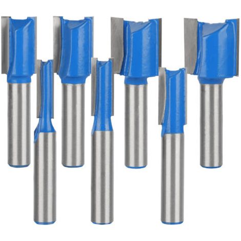 Fräserset, Reinigungsfräser, Holzfräser 6/8/10/12/14/18/20 mm Durchmesser, Fräserset für bündiges Fräsen, 8 mm Durchmesser, blau, 7-teilig