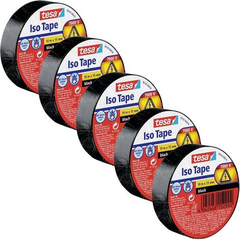 tesa Iso Tape Cinta aislante 15 mm x 10 m Negra 5 rollos