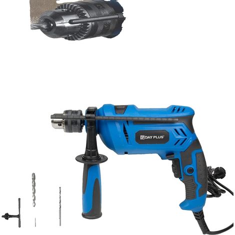 Taladro percutor, 650 vatios, control de velocidad variable, 30,5 x 25,4 x 10,1 cm, apto para hormigón y madera, mango giratorio de 360°. (1/5)