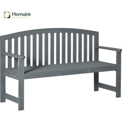 HOMAIRE 2-Sitzer Gartenbank Holz wetterfest mit Rückenlehne 240 kg belastbar Grau